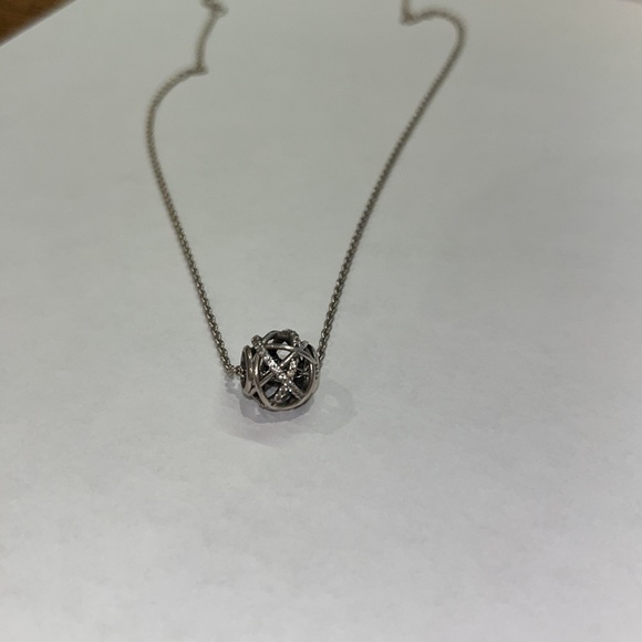 Pandora Sparkling Lines Open Work Necklace, Sterling Silver, Cubic Zirconia - Picture 5 of 7